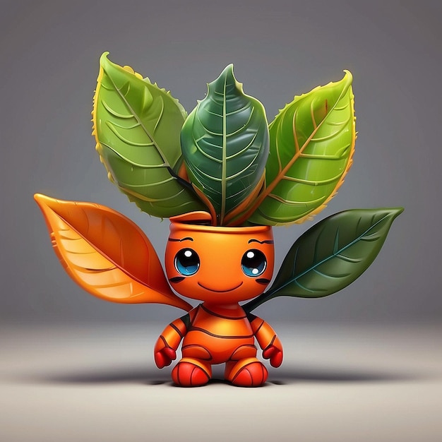 Foto 3d personagem croton folhas planta