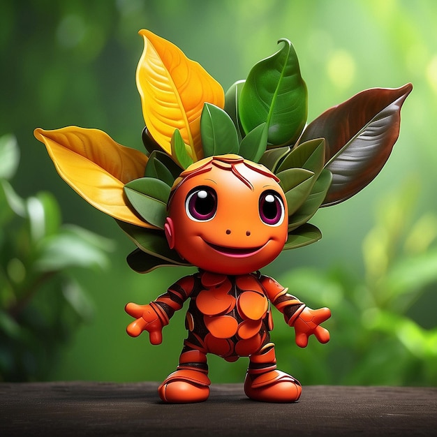 Foto 3d personagem croton folhas planta