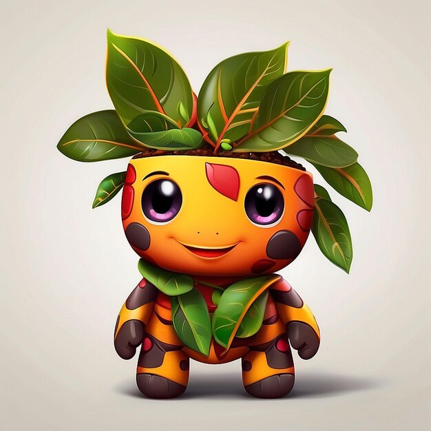 Foto 3d personagem croton folhas planta