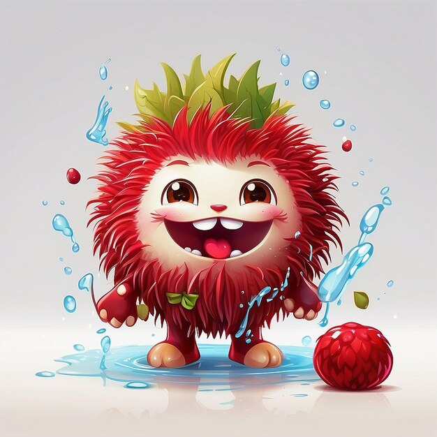 3d personagem de frutas rambutan bonito