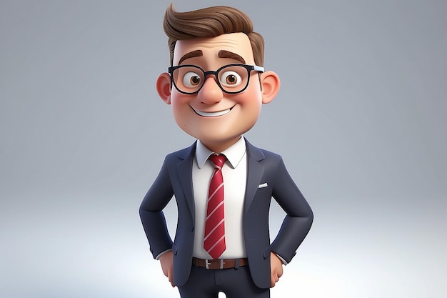 3d personaje gracioso de dibujos animados hombre de negocios de aspecto simpático persona querida en traje con gafas y corbata