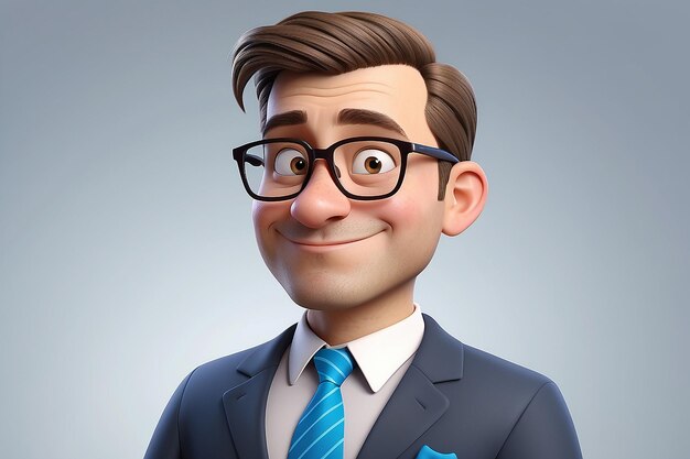 3d personaje gracioso de dibujos animados hombre de negocios de aspecto simpático persona querida en traje con gafas y corbata