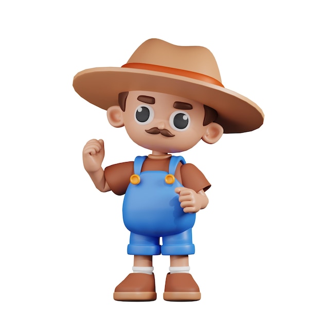 3d personaje granjero poses de felicitación