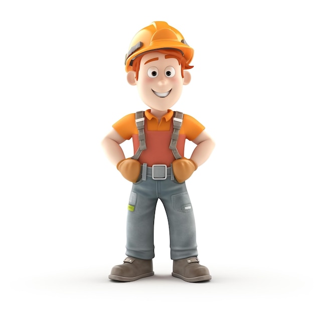 3d personaje de trabajador de la construcción