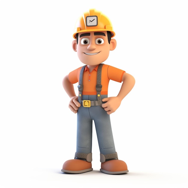 3d personaje de trabajador de la construcción