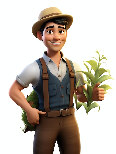 3D-Pixar-Charakterporträts des Landwirts