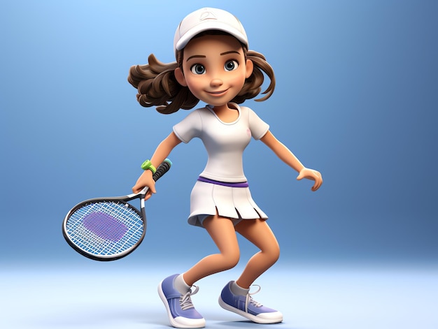 3D-Pixar-Charakterporträts junger Tennissportler