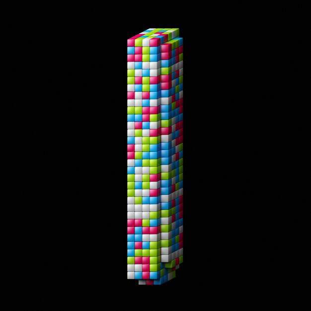 3d pixelated Alphabetbuchstabe I