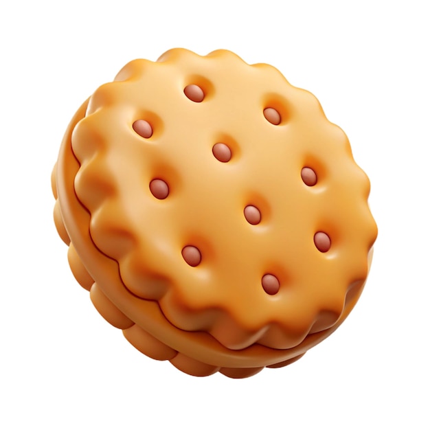 3D de plástico estilo doble galleta con chocolate infundido en él icono en fondo transparente