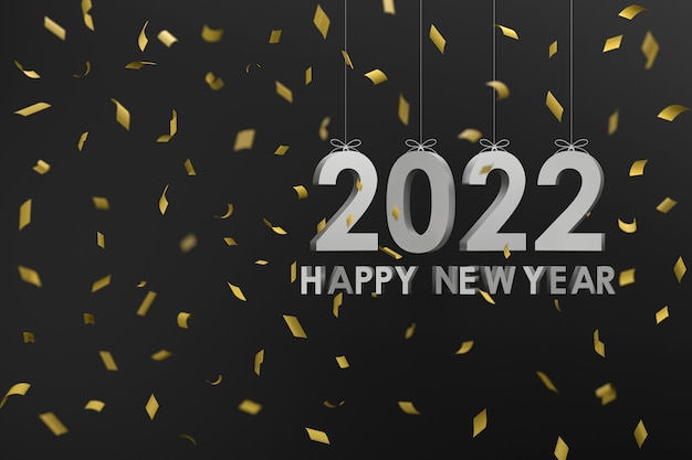 3D. plata 2022 colgando con una cuerda Concepto Feliz año nuevo y Navidad.