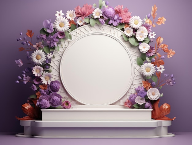 3D-Podium der Blumen hyperrealistisch 8k UHD