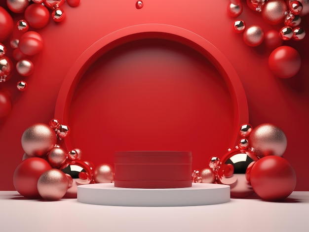 3D-Podium der fröhlichen Weihnachtsfeier, hyperrealistisch 8K UHD