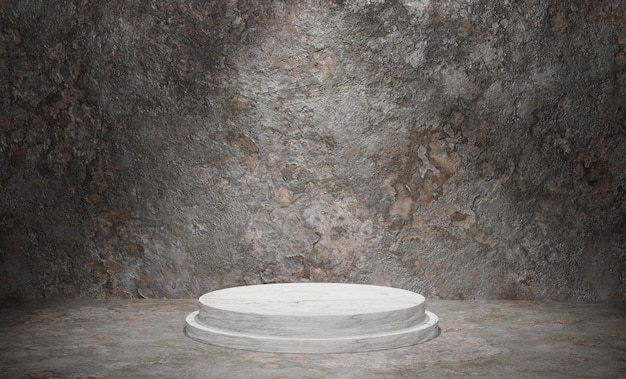 3D-Podium im Raum Sand Stone Texture Background mit Spotlight Down