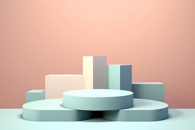 3D-Podium Produktpräsentation abstrakter pastellfarbener Hintergrund 3D-Rendering Ai generiert