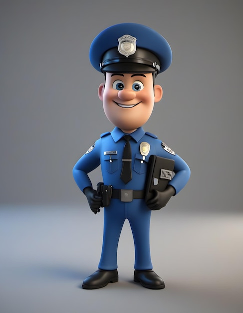 3D-Polizisten-Cartoon-Figur