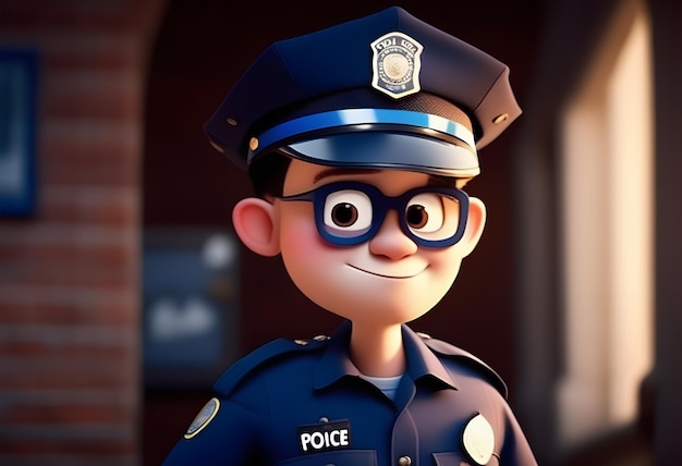 3D-Polizisten-Cartoon-Figur