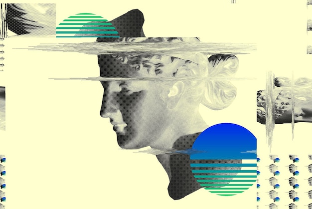 3D-Porträt einer Venera mit Glitch-Effekt Cyberpunk-Stil Virtuelle Realität