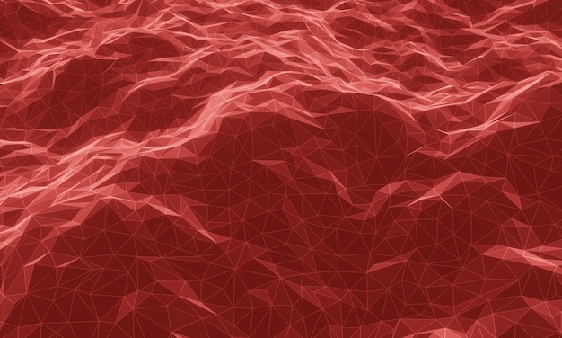 3D prestados montaña topográfica de polígono bajo. Terreno rojo.