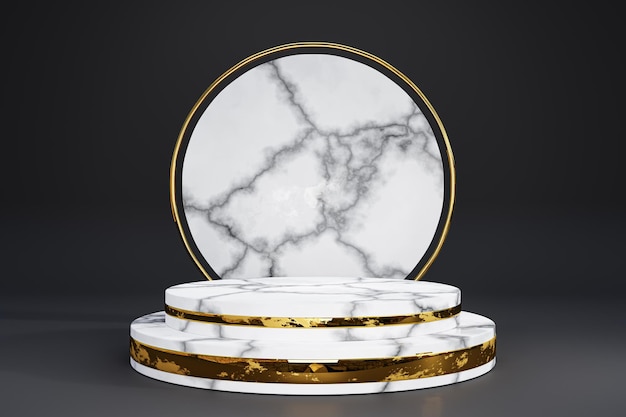 3D prestados. pedestal de mármol para exhibición, pedestal o plataforma, soporte de producto en blanco.