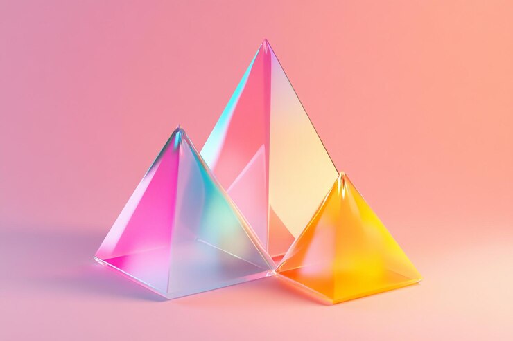 Foto 3d prisma pastel refracción suave de la luz en color fondo de juego de fondo