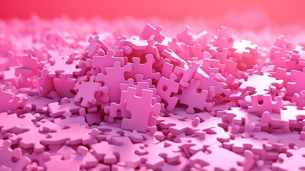3D-Problem-Puzzleteil auf rosa Hintergrund Generative KI