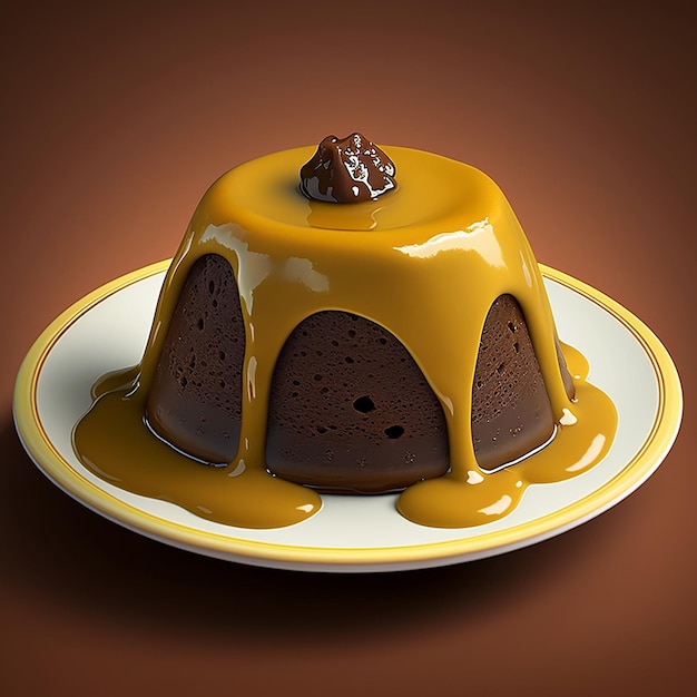 3D-Pudding mit Karamell darauf