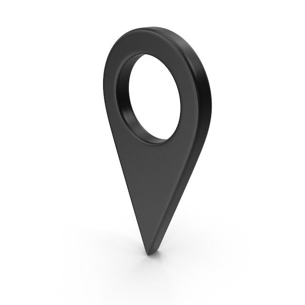 3D Puntero de mapa negro Icon de mapa de ubicación Textura negra Pin de ubicación o pin de navegación de la web negra