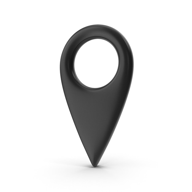3D Puntero de mapa negro Icon de mapa de ubicación Textura negra Pin de ubicación o pin de navegación de la web negra