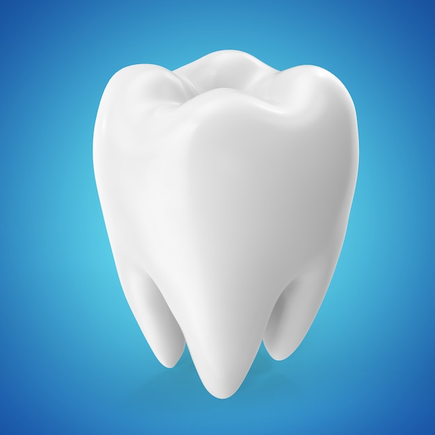 3D que rinde elementos del diseño del diente del cuidado dental en fondo azul