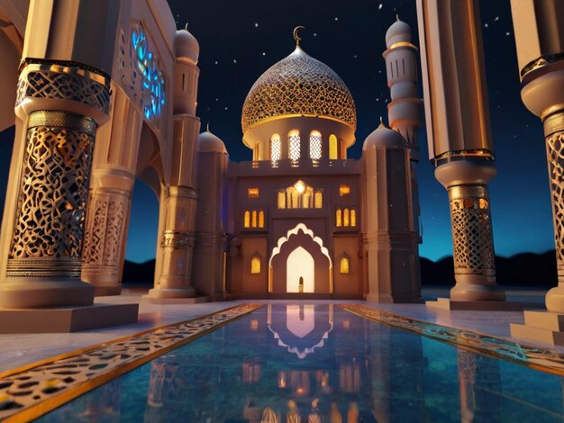 3d-Ramadan-Feier mit Schloss