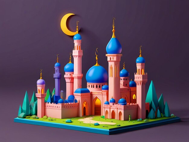 3d-Ramadan-Feier mit Schloss