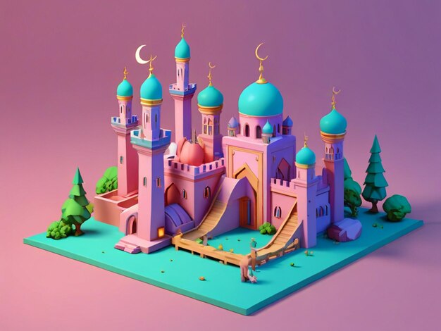 3d-Ramadan-Feier mit Schloss