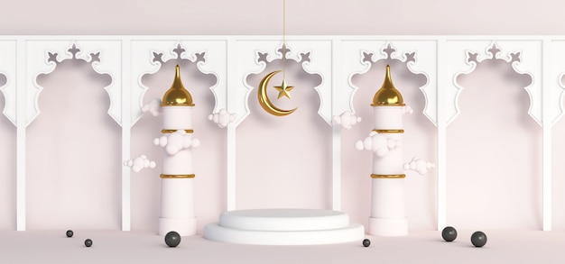 3D Ramadan islamischer Hintergrund Podium Gold