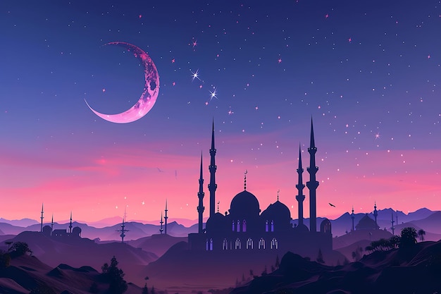 3d ramadan kareem diseño realista de saludos de la luna de Eid