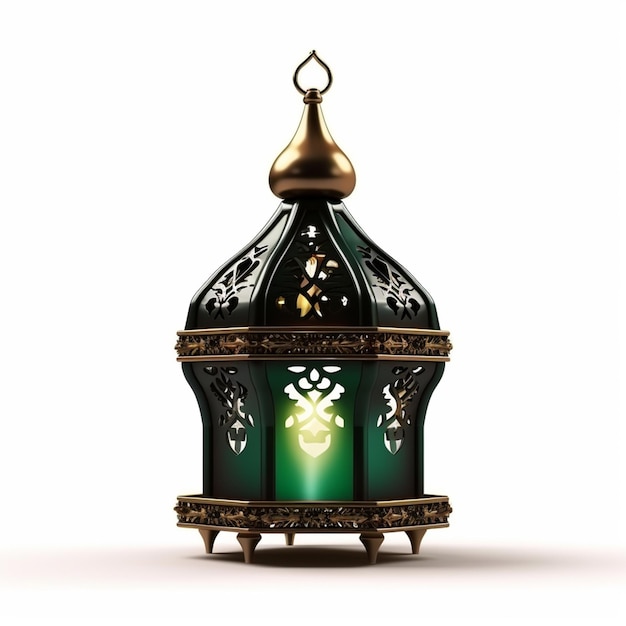 3D-Ramadan-Kareem-Lampe mit weißem Hintergrund