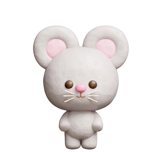 3D rata linda de pie personaje de dibujos animados renderizado en 3D