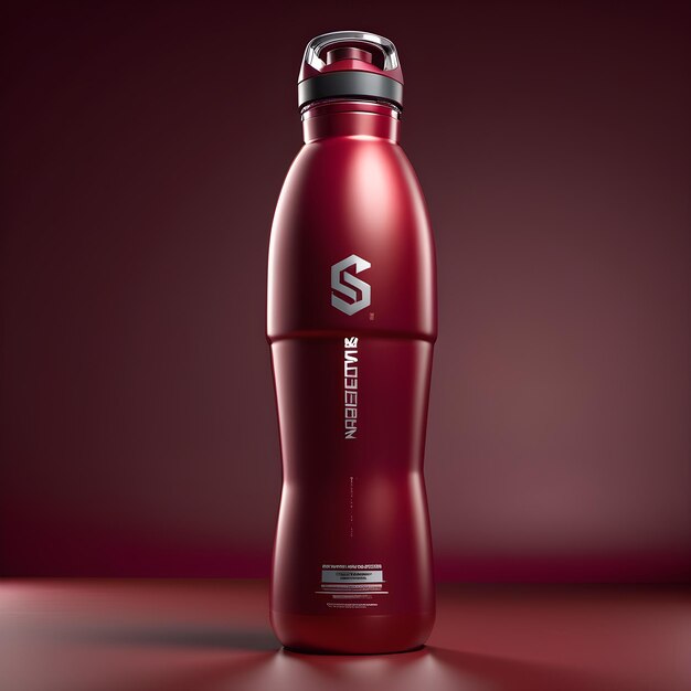 3D-realistisch detailliertes Rot-Sport-Wasserflaschen-Mockup