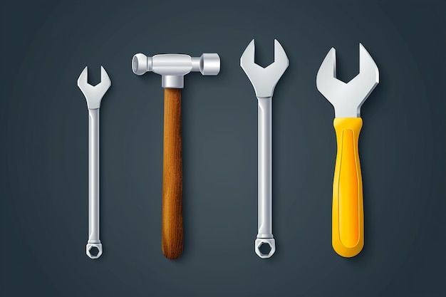 3d-realistisch Einfaches Reparatur-Symbol mit Hammer-Schraubenzieher und Schraubenschlüssel Vektor-Illustration kein Text ar 32 iw 2 v 6 Job-ID a45e2e2656764bb1aad00f3e4da8d3e7