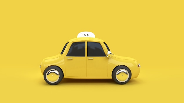 3d redering amarelo táxi transporte viajar citadina comunicação