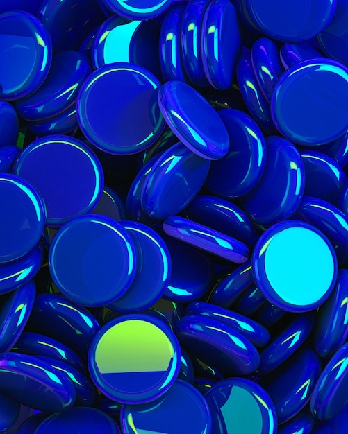 3D rende fundo abstrato das moedas azuis escuras