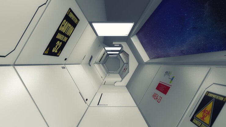 Foto 3d rendem ambiente interior futurista