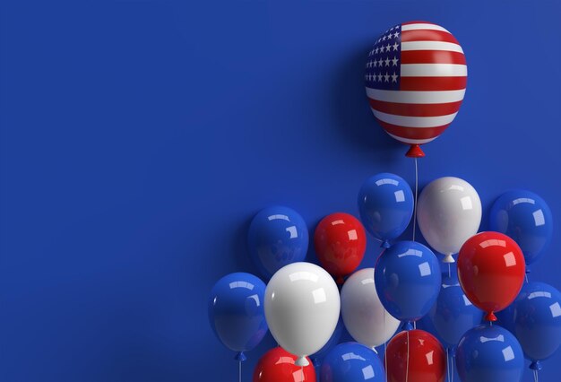 3d rendem balões patrióticos americanos em cores tradicionais 4 de julho conceito do dia da independência dos eua