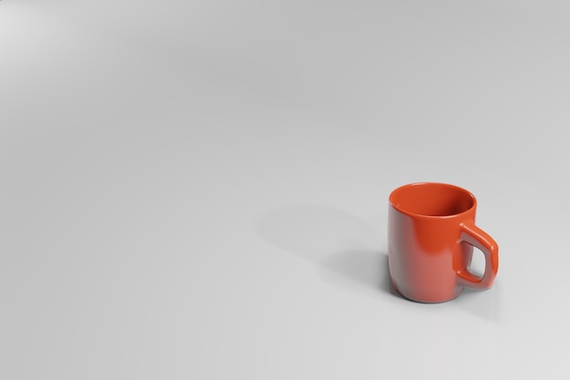 3d rendem da caneca vermelha no branco