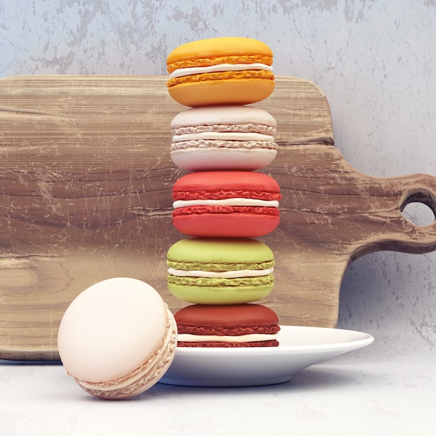 3d rendem da sobremesa dos macarons