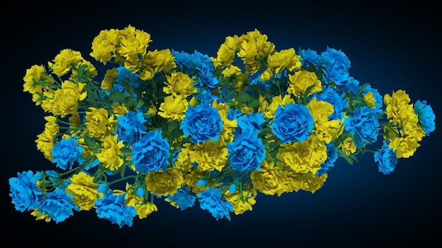 3D rendem Flores para a paz duas cores de guerra amarela e azul para a Ucrânia