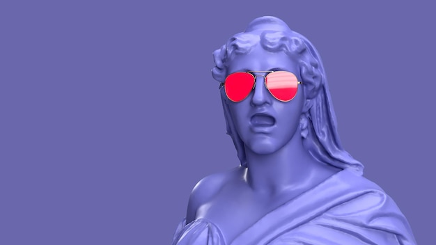 3d rendem muito Peri cor violeta uma estátua de uma mulher de óculos