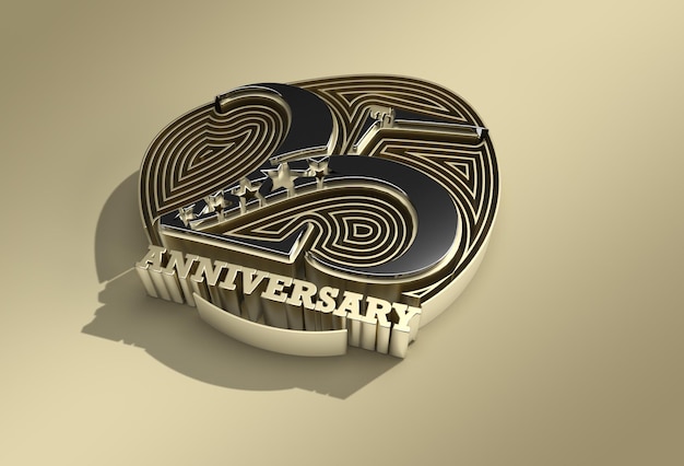 3D Render 25th Years Anniversary Celebration Pen Tool Trazado de recorte creado incluido en JPEG Fácil de componer