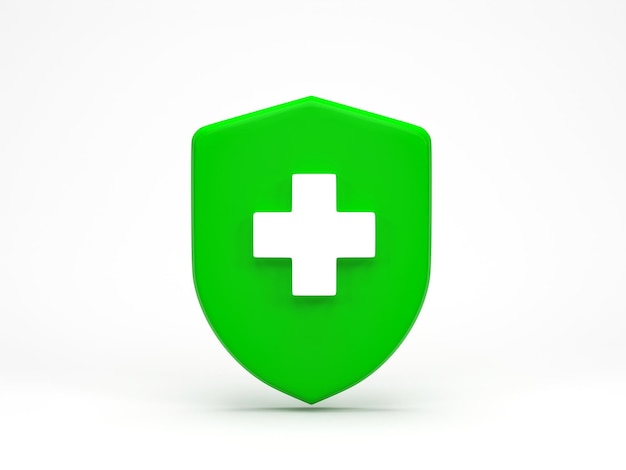 3d render 3d ilustración médica guardia escudo seguro símbolo aislado sobre fondo blanco Concepto de protección de la salud médica