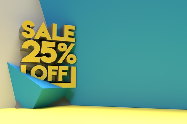 3D Render Abstract 25 % Rabatt Rabatt Banner 3D Illustration Design.