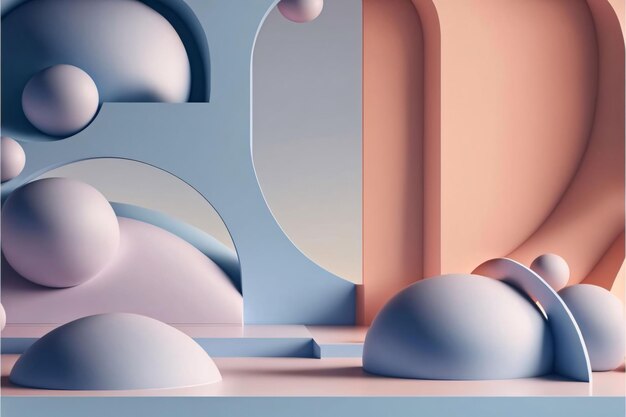 3d render abstract fundo minimal formas geométricas cores pastel pódio para apresentação de produtos